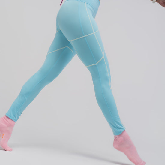 leggins de running azul de cintura alta para mujer, Golovy