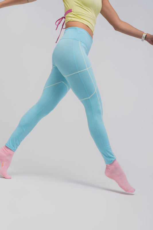 leggins de running azul de cintura alta para mujer, Golovy