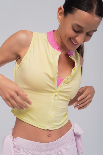 top deportivo verde lima con cremallera para mujer, Golovy