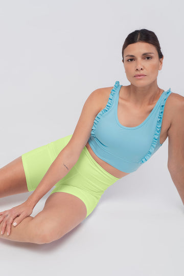 top de running azul con volantes para mujer, Golovy